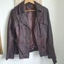 Burgundy Brown Leather Jacket Size Uk 14 Image 4