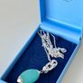 Newbridge Silverware Long Aqua Pendant Necklace + Original Box Image 2