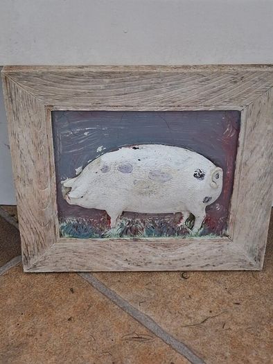 Hand Painted Ceramic Pig Plaque