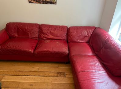 FREE Red leather corner sofa