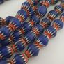 Antique Venetian Style Blue Chevron Glass Beads Necklace Strand Image 2