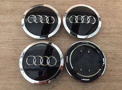 Full Set 69mm Audi Centre Caps - Black