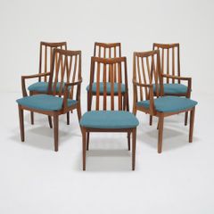 Vintage Set of Six Teak Fresco Dining Chairs With Carvers, G-Plan, United Kingdom, 1960s.