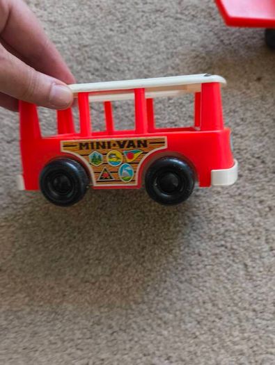Vintage 1960s/1970s Fisher-Price Toy Lot - Jet, Mini-Bus, Train & 5 Figures