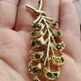 Vintage Brooch with Green Rhinestones. Image 2