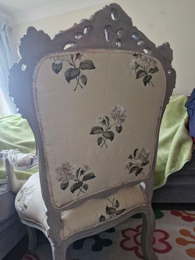 Beautifully carved chair requiring reupholstering