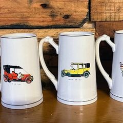 vintage automobile tankards collection of 5