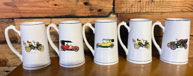 vintage automobile tankards collection of 5