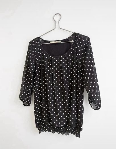 Pre Owned Paco Boutique Black Polka Dot Chiffon Blouse