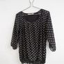 Pre Owned Paco Boutique Black Polka Dot Chiffon Blouse Image 3