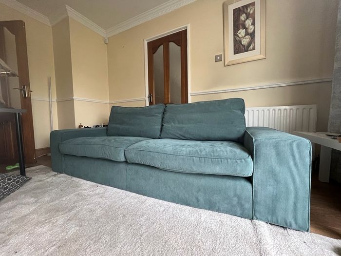 IKEA KIVIK 3 Seater Sofa Blue Teal Corduroy