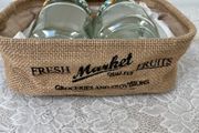 2 Fancy Jars &amp; Hessian Basket