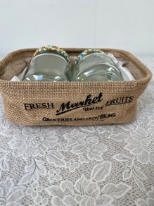 2 Fancy Jars & Hessian Basket