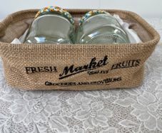 2 Fancy Jars & Hessian Basket