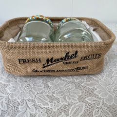 2 Fancy Jars & Hessian Basket