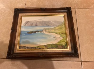 Antrim coast road oil painting on board free postage