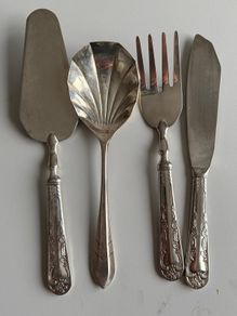 Vintage 3-Piece Silver-Plated Dessert & Cake Serving Set - Ornate Floral Handles