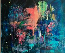 Large Original Abstract Painting Dublin Tropical Sea Seascape Surfing Theme