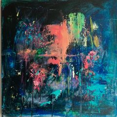 Large Original Abstract Painting Dublin Tropical Sea Seascape Surfing Theme