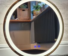 LED Bathroom Mirror Defogger Gold Dual Light