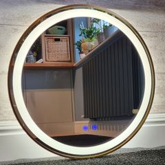 LED Bathroom Mirror Defogger Gold Dual Light