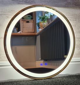 LED Bathroom Mirror Defogger Gold Dual Light