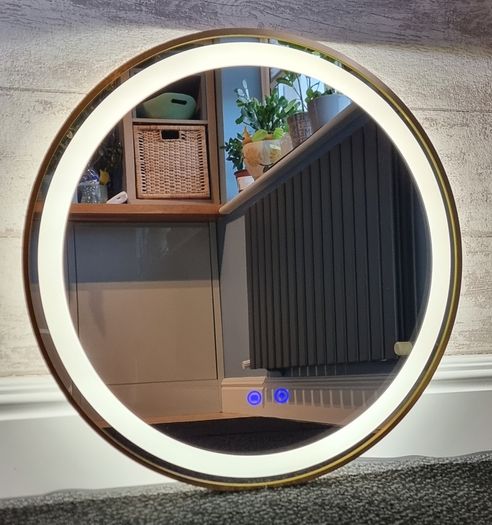 LED Bathroom Mirror Gold Frame Fog Free
