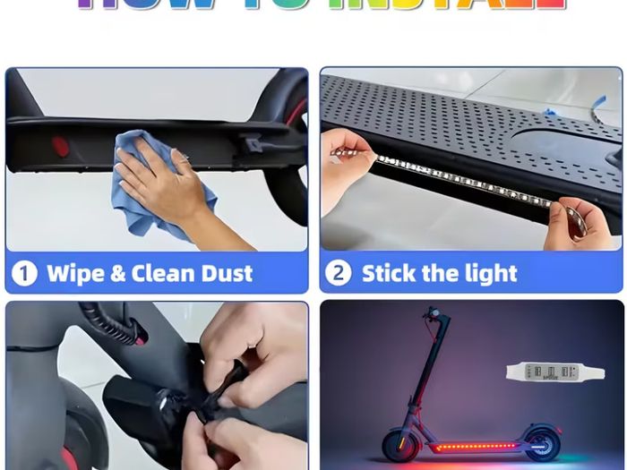 RGBIC LED Bike Scooter Light Strip, Cool Colorful Night Riding