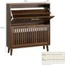 Shoe Storage Cabinet with 2 Flip Slatted Drawers, Narrow Wood Shoe Cabinet with Gold Handle, Hidden Entryway Shoe Organizer for Hallway, Foyer, Walnut Image 2