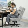 Armless Upholstered Chair, Swivel Padded Office Chair with Soft Fabric Cover, Height-Adjustable, Steel Legs, Gray Image 4