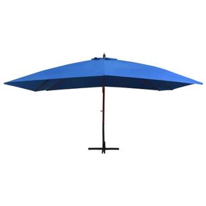 Hanging Parasol with Wooden Pole 400x300 cm Blue