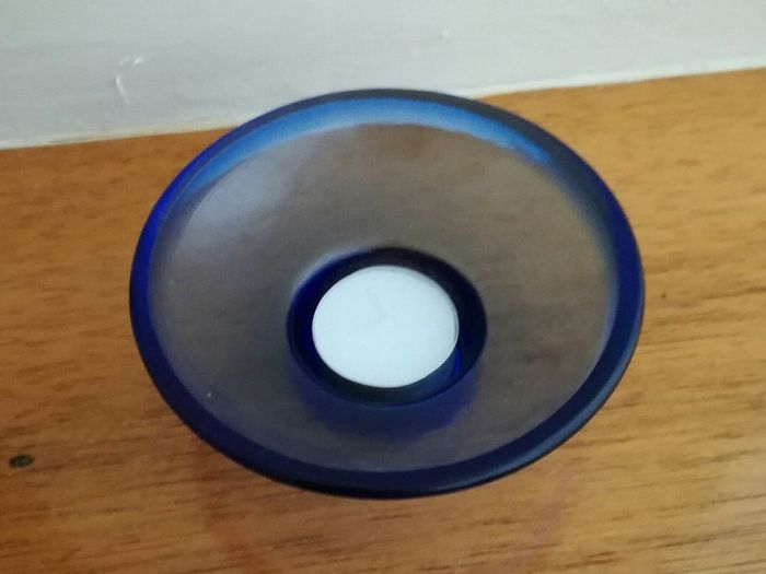 Blue Glass Candle Holder