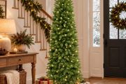 8FT Slim Pre-Lit Artificial Pencil Christmas Tree