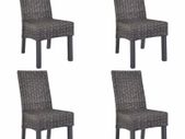 Dining Chairs 4 pcs Brown Kubu Rattan and Mango Wood