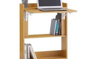 Folding Desk with Shelves Space Saving Computer Table Laptop Workstation
