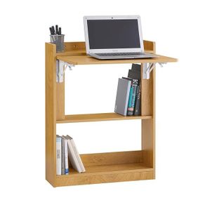 Folding Desk with Shelves Space Saving Computer Table Laptop Workstation