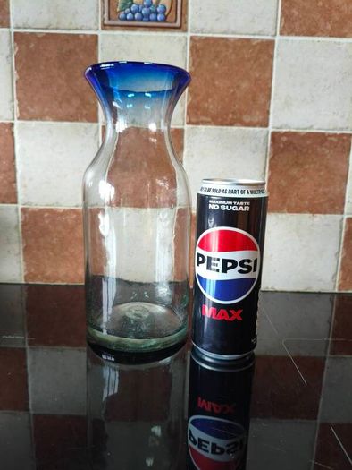 Vintage Mexican hand blown recycled glass decanter
