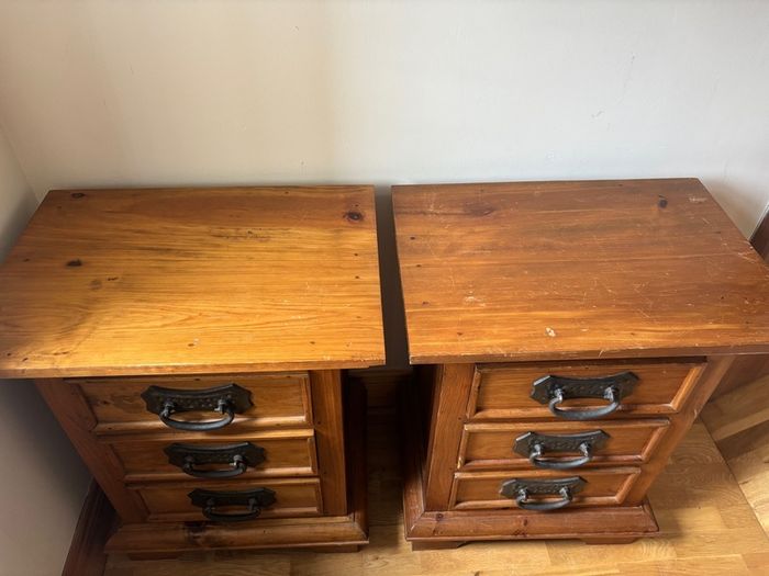 Solid pine lockers with black metal handles