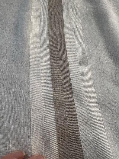 11 metres of 100% linen double width or 22metres of single width  herringbone stripe fabric