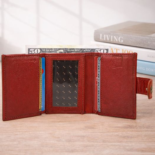 Genuine Leather Pop-Up Card Holder Wallet RFID Blocking Slim Credit Card Case