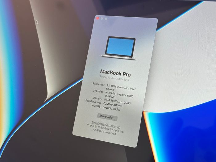 Macbook Pro Retina 2015 (512GB, 8GB, 2.7 GHz i5)