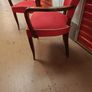 Pair of two very french antique chairs red upholstery oak wood nice stylish 1950s Image 9