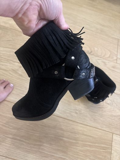 Black Fringe Ankle Boots