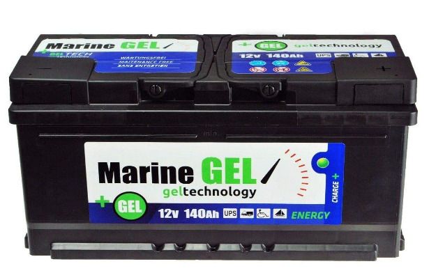 Gel battery, 140 Ah, boat battery, 12 V, supply battery, starter battery.