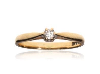 375 9ct yellow gold natural diamond ring - size L