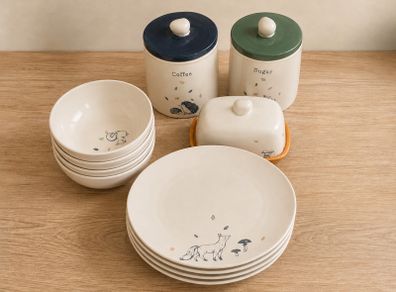 Brand new  & Kensington Woodland ceramic kitchen and tableware set.