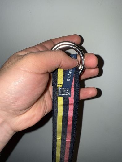 Lauren Ralph  Navy Blue, Pink, Yellow Striped Belt. 98 cm new