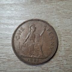 Great Britain UK 1961 One Penny Elizabeth II Coin - free standard postage