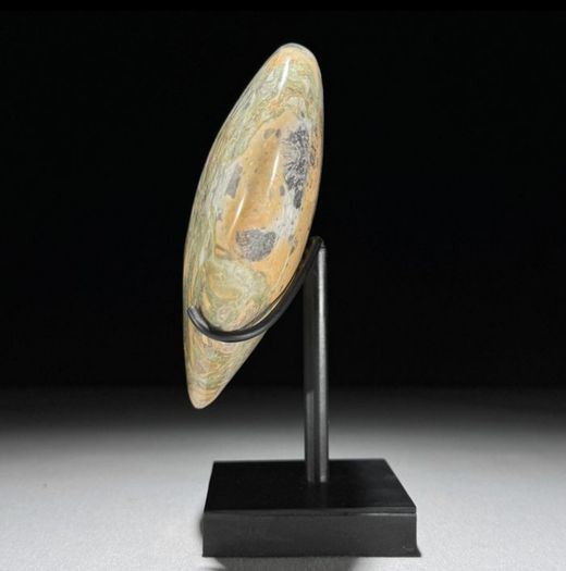 Crystal Heart On Custom Display Stand - Maligano Jasper