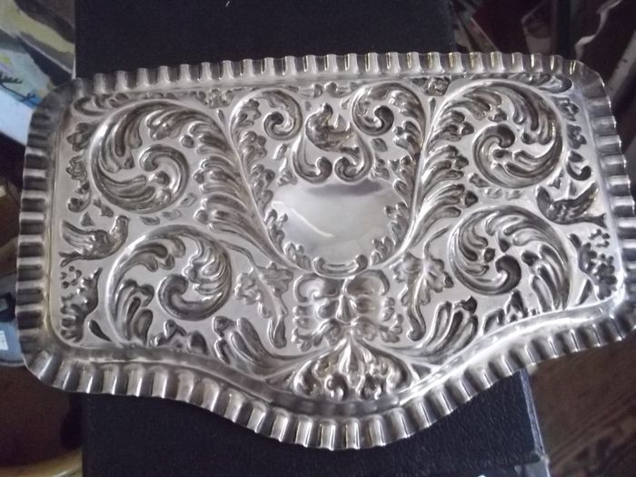 a antique silver plated embossed tray
